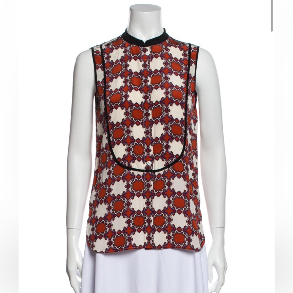 Tibi Geometric Silk Blouse 4